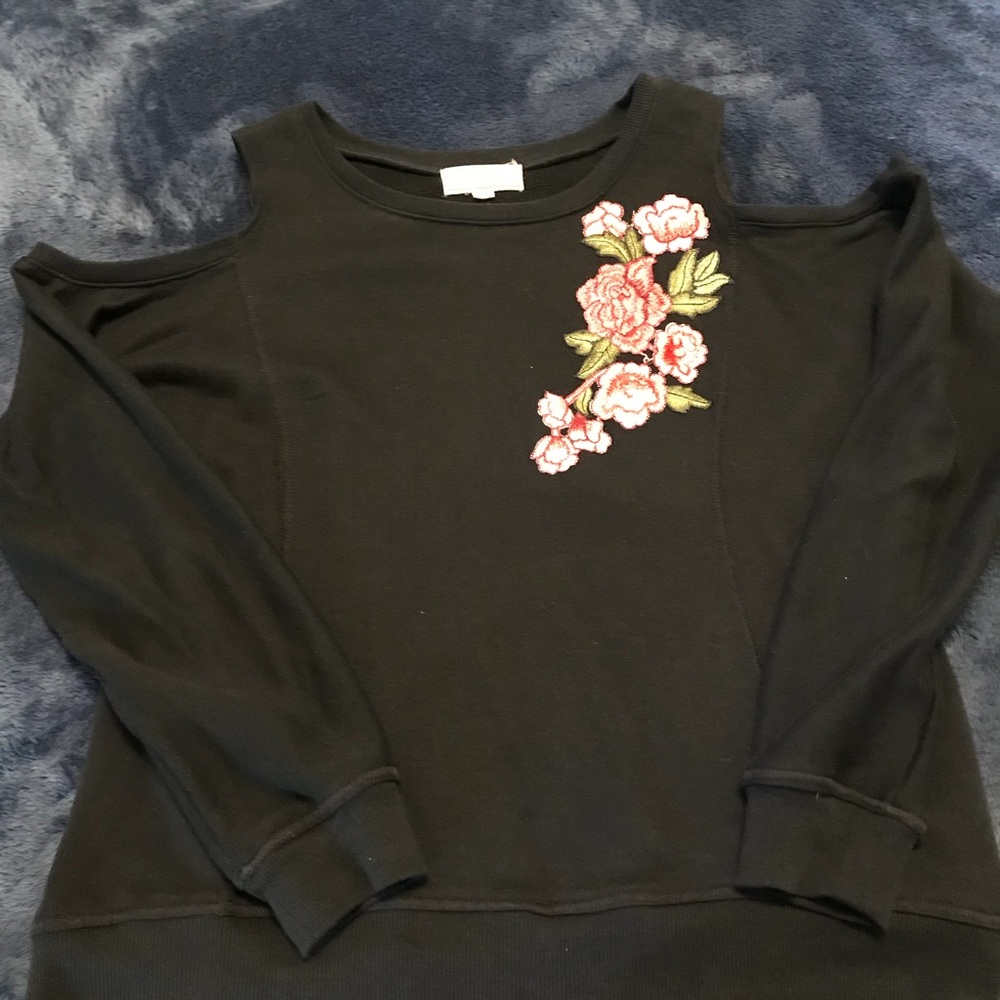 No Comment French Terry Cold Shoulder Sweatshirt